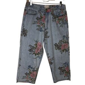 Graff Wear Light Wash Floral Print Cropped Jeans